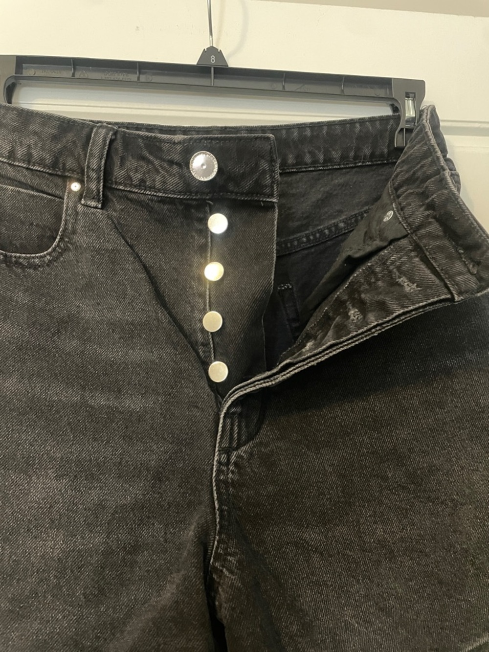 Zara High Waist Black Button-Fly Jeans